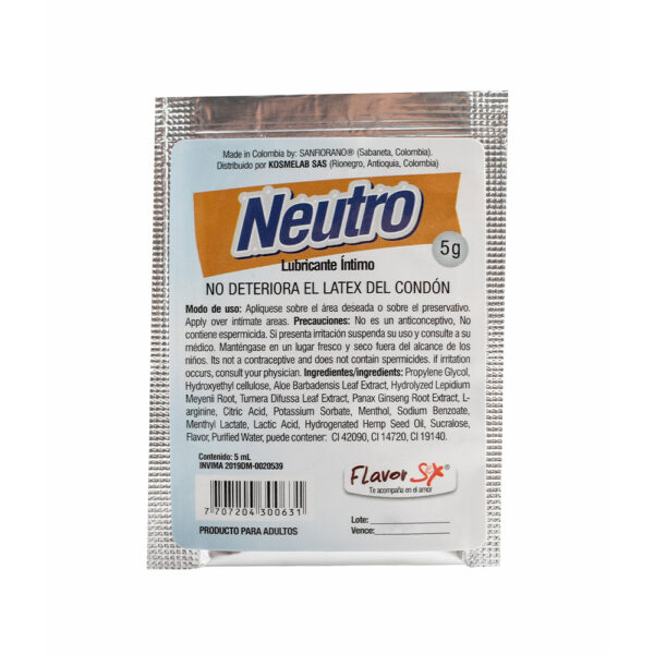 Lubricante Intimo Neutro Flavor Sex Sachet 7ml